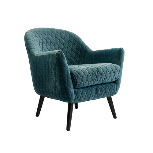 BROOKLYN AND BELLA QUILTED VELVET CLUB CHAIR WITH BLACK LEGS
