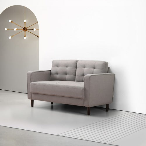 STUDIO HOME STONE GREY WEAVE MID CENTURY 2 SEATER SOFA