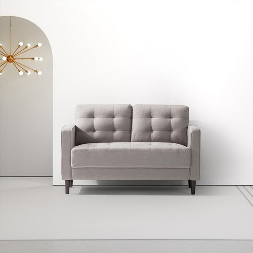 STUDIO HOME STONE GREY WEAVE MID CENTURY 2 SEATER SOFA