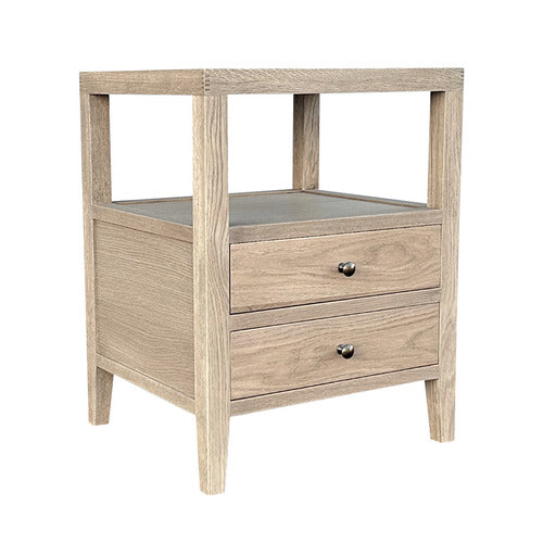 HAMILTON FURNITURE HIRAYA OAK WOOD 2 DRAWER BEDSIDE TABLE