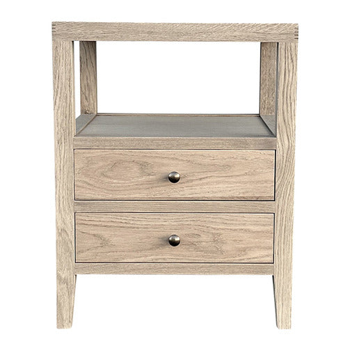 HAMILTON FURNITURE HIRAYA OAK WOOD 2 DRAWER BEDSIDE TABLE