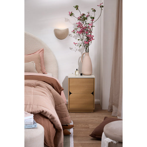TALIA TRAVERTINE-LOOK BEDSIDE TABLE