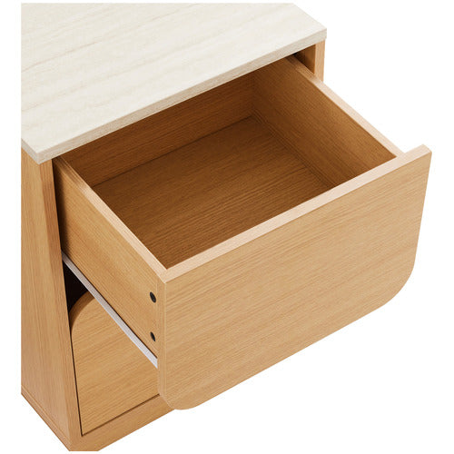 TALIA TRAVERTINE-LOOK BEDSIDE TABLE