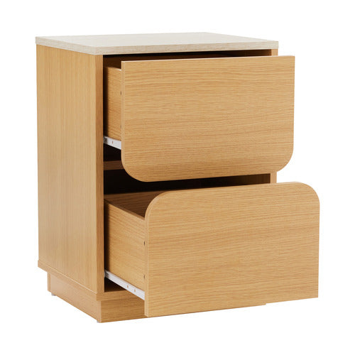 TALIA TRAVERTINE-LOOK BEDSIDE TABLE