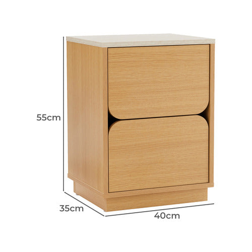 TALIA TRAVERTINE-LOOK BEDSIDE TABLE