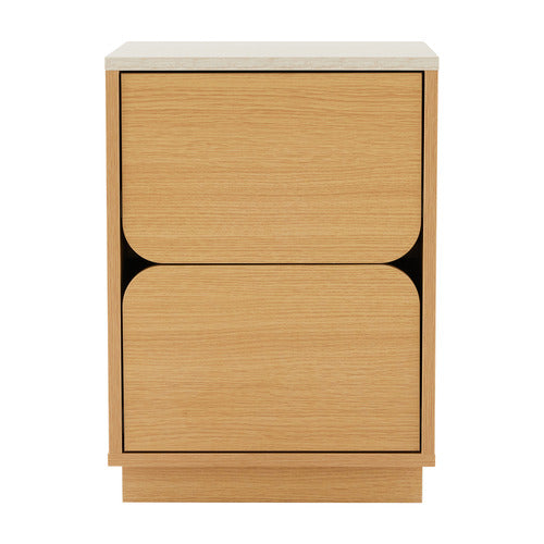 TALIA TRAVERTINE-LOOK BEDSIDE TABLE