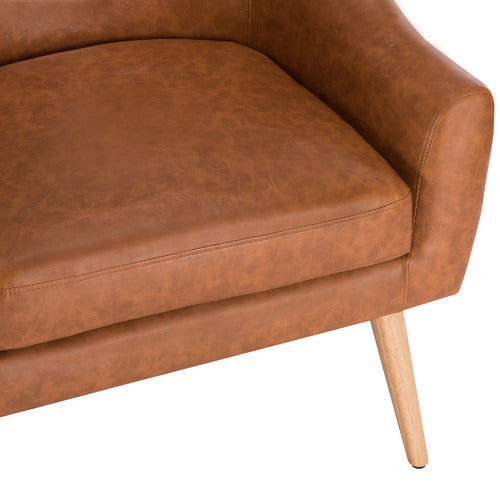 TAN MAYA FAUX LEATHER ARMCHAIR