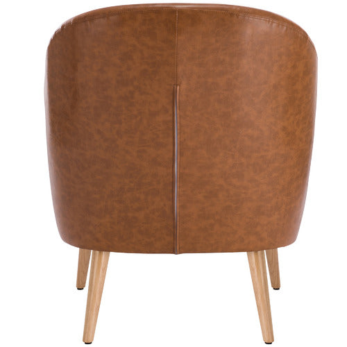 TAN MAYA FAUX LEATHER ARMCHAIR