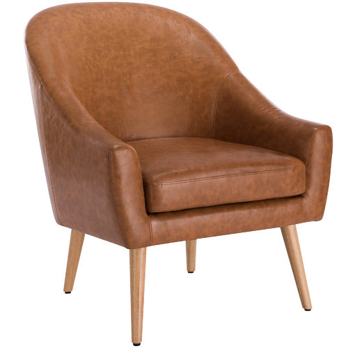 TAN MAYA FAUX LEATHER ARMCHAIR