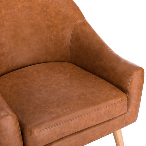 TAN MAYA FAUX LEATHER ARMCHAIR