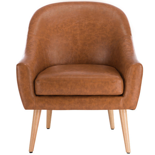 TAN MAYA FAUX LEATHER ARMCHAIR