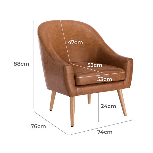 TAN MAYA FAUX LEATHER ARMCHAIR