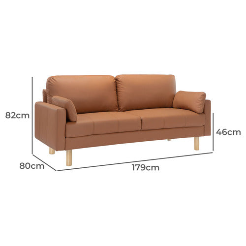 TAN OSLO 3 SEATER UPHOLSTERED SOFA