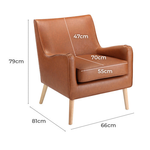 TAN SHELLEY PREMIUM FAUX LEATHER ARMCHAIR