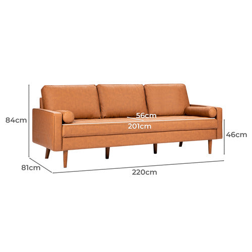 TAN STOCKHOLM FAUX LEATHER SOFA