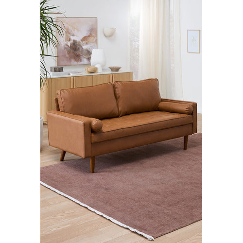 TAN STOCKHOLM FAUX LEATHER SOFA