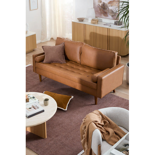 TAN STOCKHOLM FAUX LEATHER SOFA