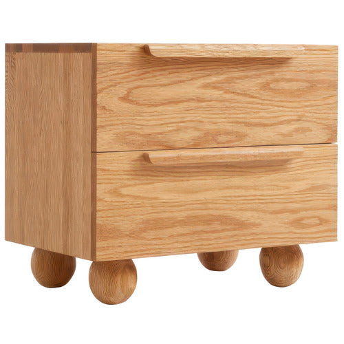 MODERN COLLECTIVE TEVY AMERICAN OAK WOOD BEDSIDE TABLE