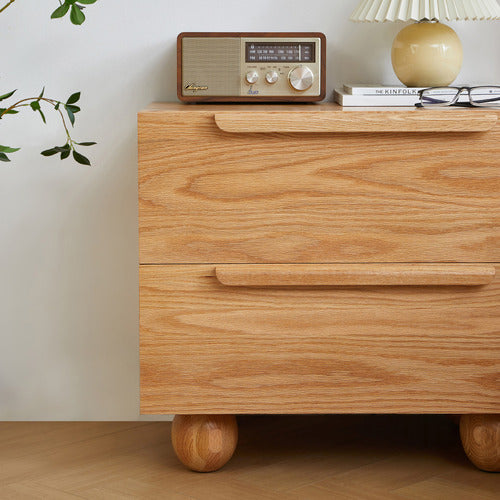 MODERN COLLECTIVE TEVY AMERICAN OAK WOOD BEDSIDE TABLE