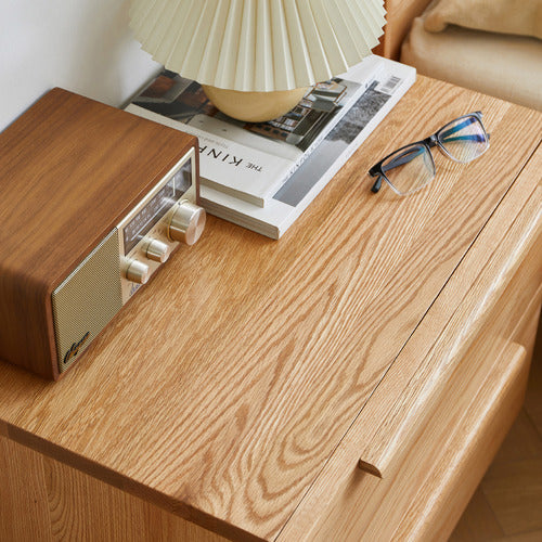 MODERN COLLECTIVE TEVY AMERICAN OAK WOOD BEDSIDE TABLE