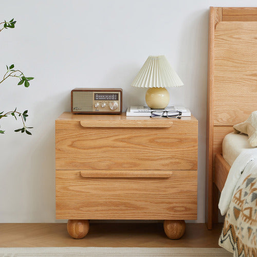 MODERN COLLECTIVE TEVY AMERICAN OAK WOOD BEDSIDE TABLE