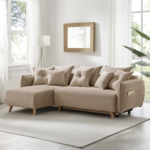 CORE LIVING THOMAS 3 SEATER DOUBLE SOFA BED WITH LEFT CHAISE