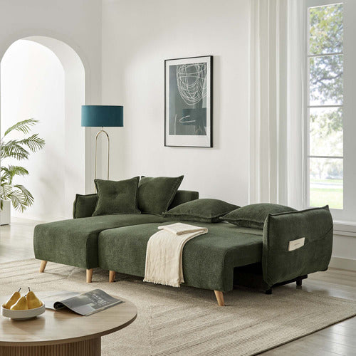 CORE LIVING THOMAS 3 SEATER DOUBLE SOFA BED WITH LEFT CHAISE