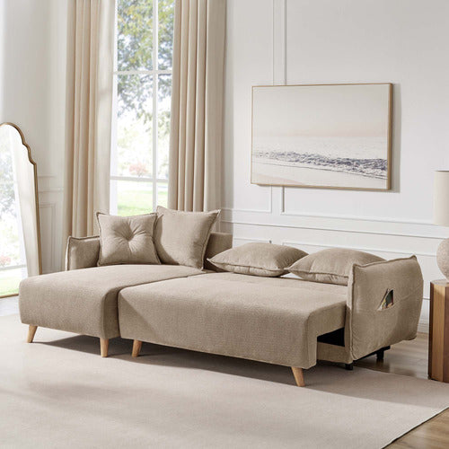 CORE LIVING THOMAS 3 SEATER DOUBLE SOFA BED WITH LEFT CHAISE