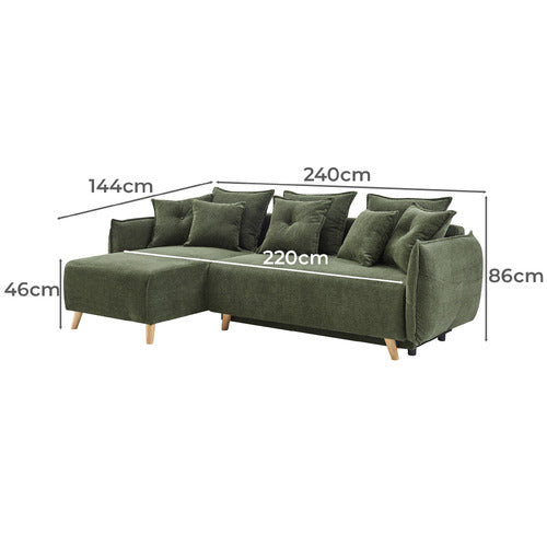 CORE LIVING THOMAS 3 SEATER DOUBLE SOFA BED WITH LEFT CHAISE