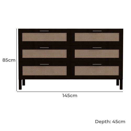 CHISWICK LIVING SENNA RATTAN 6 DRAWER CHEST