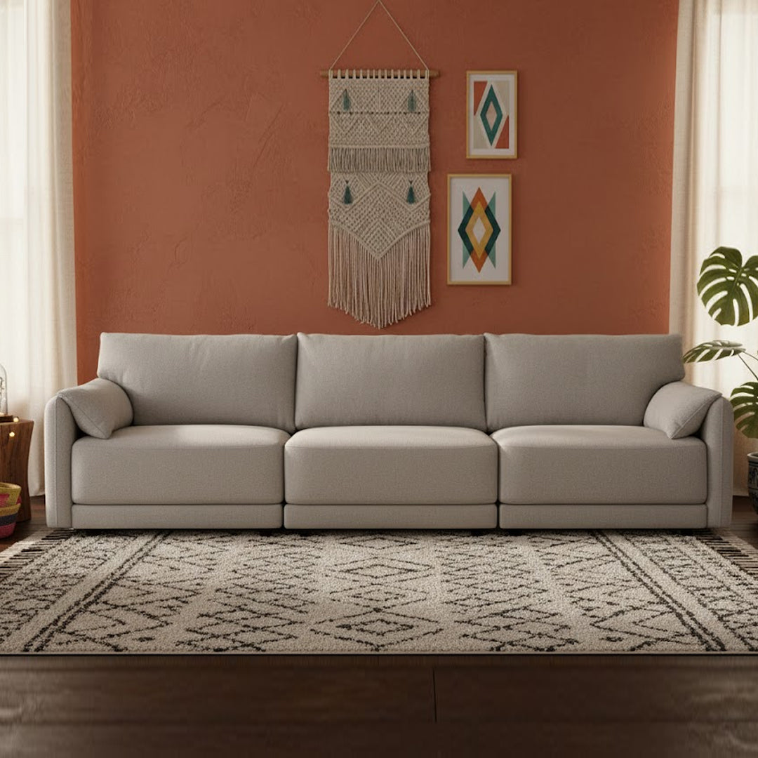 VARLEY FABRIC 3.5 SEATER SOFA LIGHT GREY