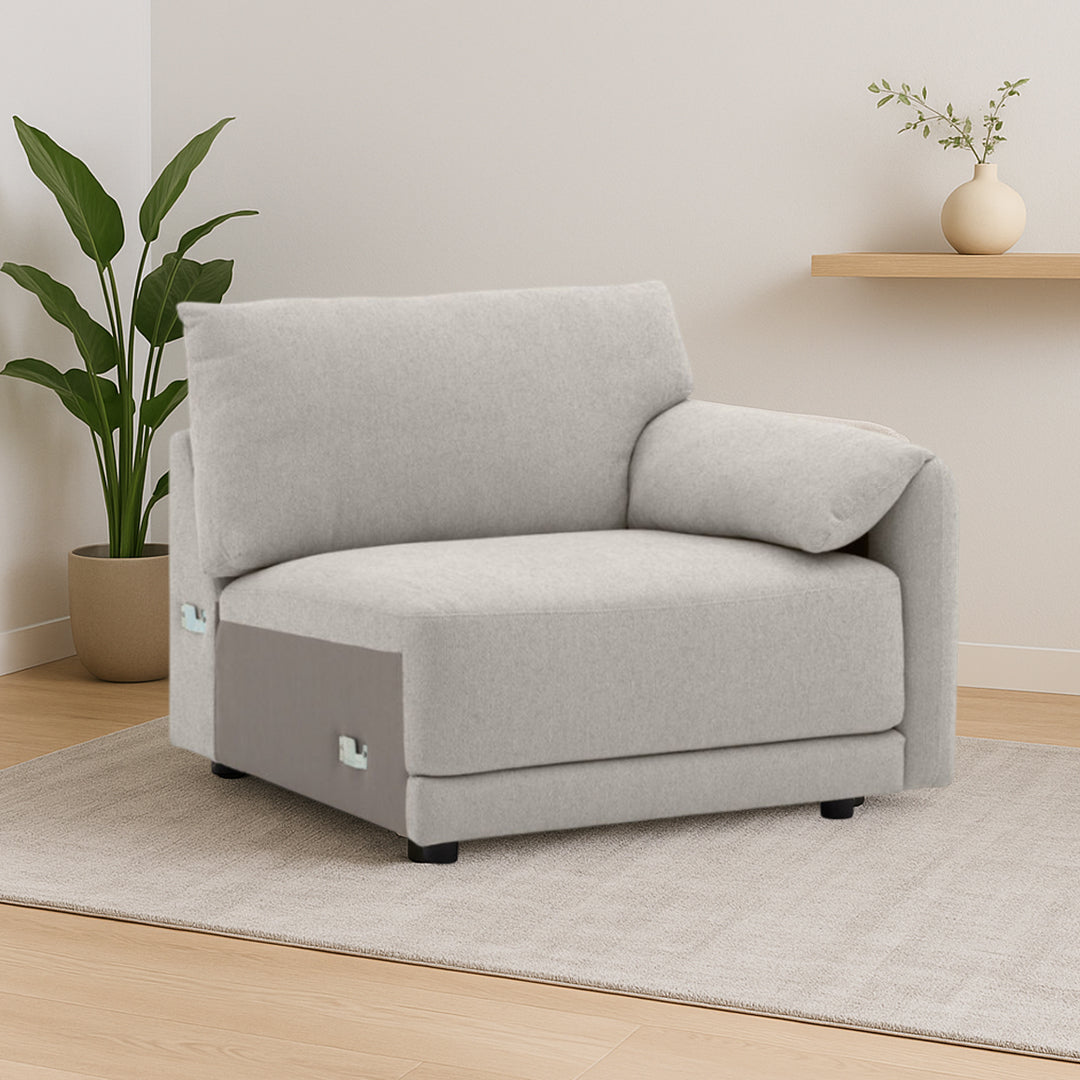 VARLEY FABRIC MODULAR RIGHT HAND FACING CHAIR LIGHT GREY
