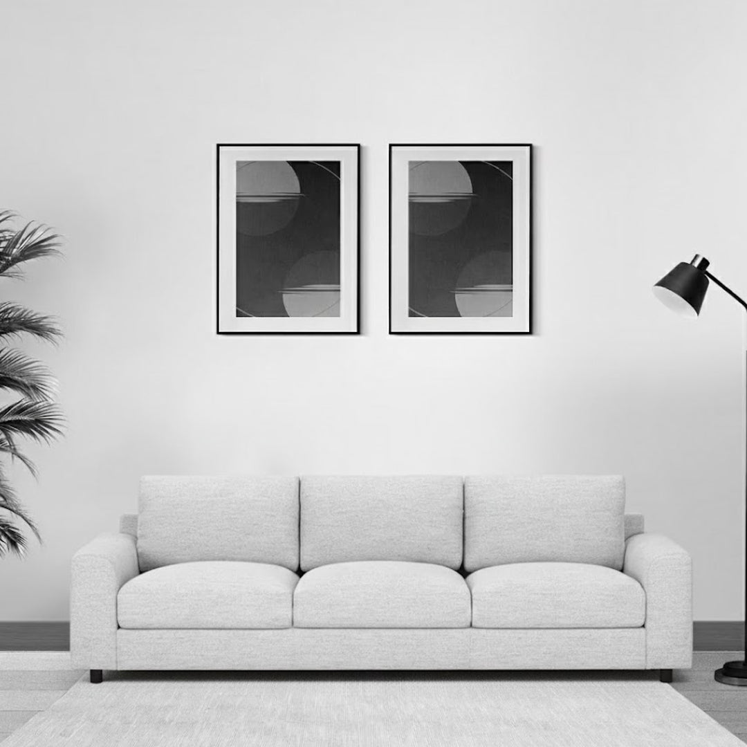 VERONICA FABRIC 3.5 SEATER SOFA STONE