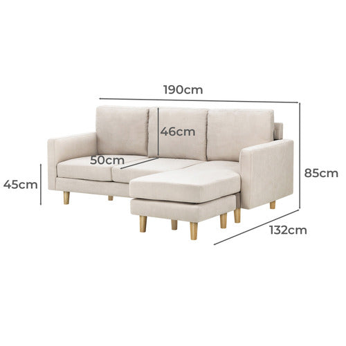 LIVING FUSION VANESSA 3 SEATER SOFA WITH REVERSIBLE CHAISE