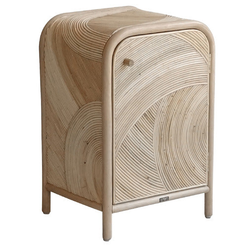 SLH HOUSE VICTORIA PINE WOOD & RATTAN BEDSIDE TABLE
