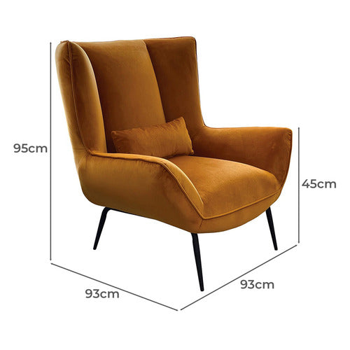 BROOKLYN AND BELLA VICTORIA VELVET WINGBACK ARMCHAIR