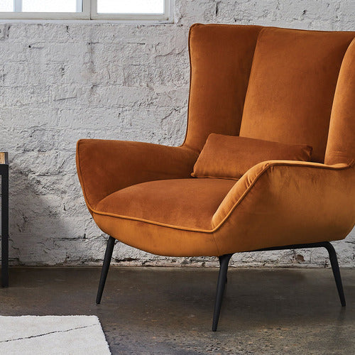 BROOKLYN AND BELLA VICTORIA VELVET WINGBACK ARMCHAIR