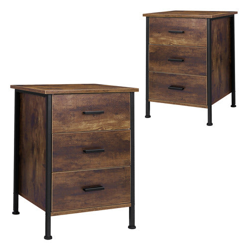 HOXTON ROOM VIKTOR 3 DRAWER BEDSIDE TABLES (SET OF 2)