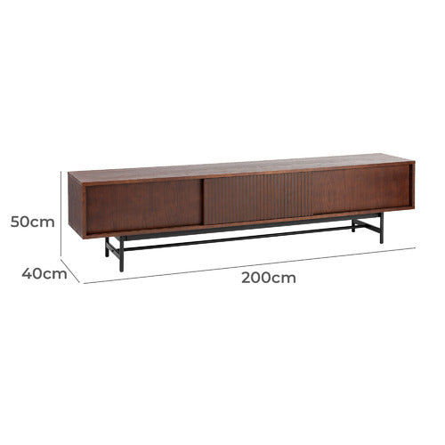 200CM WALNUT GANNON RETRO LOWLINE TV UNIT