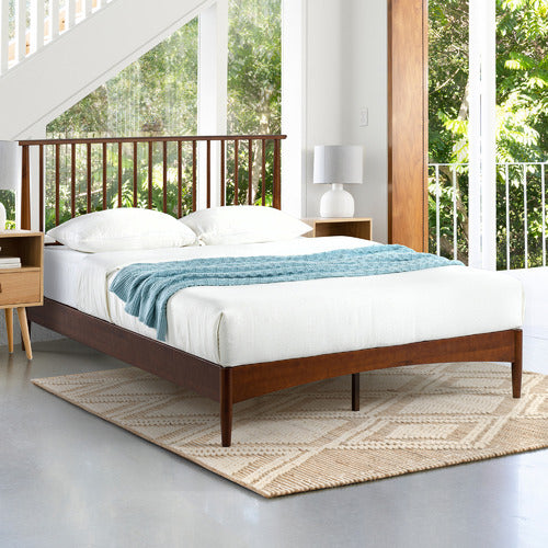 WARM BROWN LIAM PINE WOOD BED QUEEN