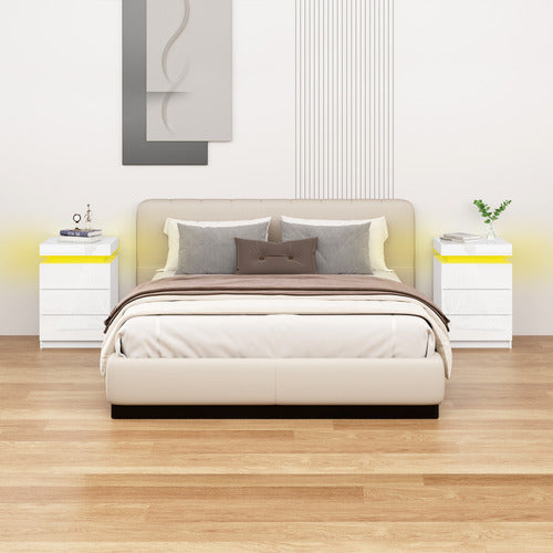 HOXTON ROOM WARREN 3 DRAWER LED BEDSIDE TABLES (SET OF 2)