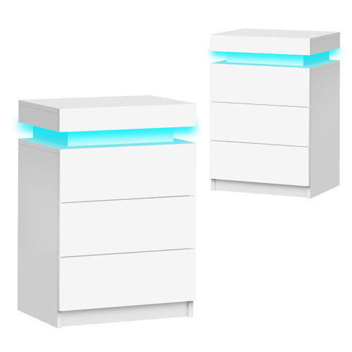 HOXTON ROOM WARREN 3 DRAWER LED BEDSIDE TABLES (SET OF 2)