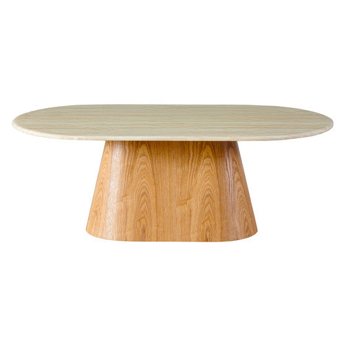 KEYS ROAD DESIGNS WESLEY OVAL TRAVERTINE-LOOK COFFEE TABLE