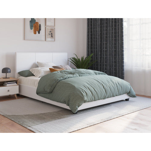 RAWSON & CO WHITE COMO PU LEATHER BED FRAME