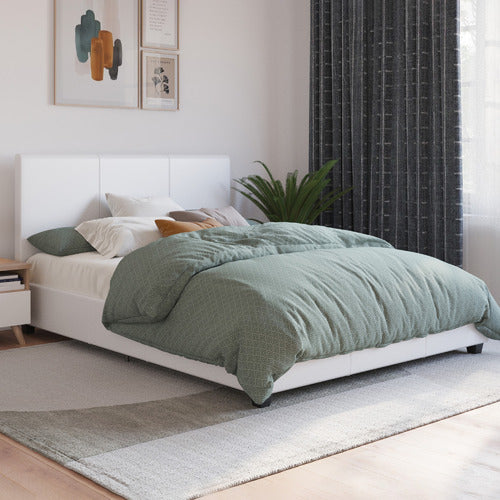 RAWSON & CO WHITE COMO PU LEATHER BED FRAME