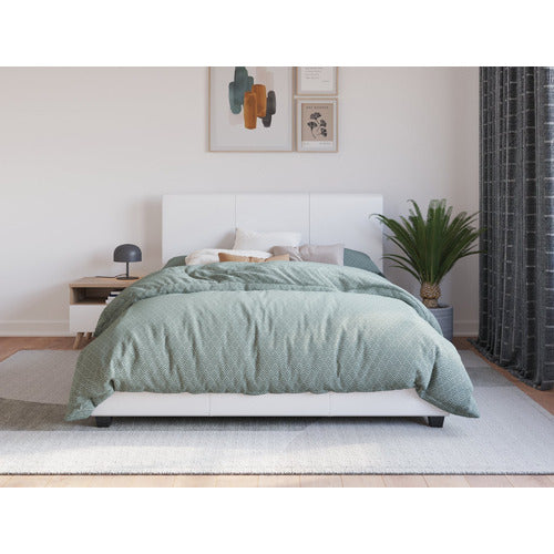 RAWSON & CO WHITE COMO PU LEATHER BED FRAME