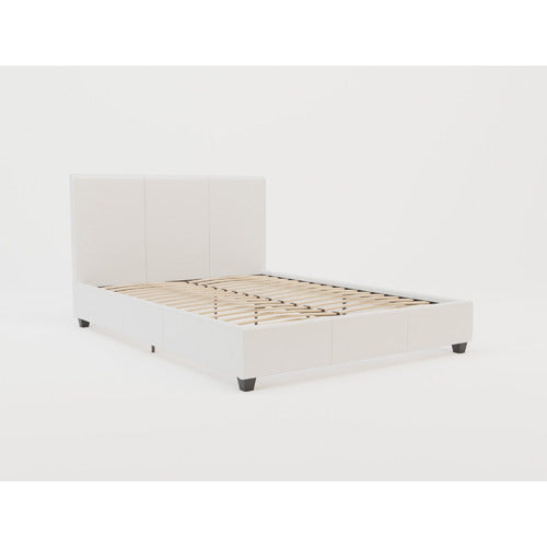 RAWSON & CO WHITE COMO PU LEATHER BED FRAME