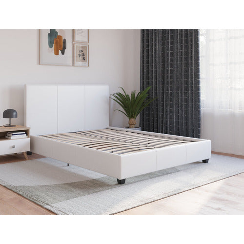 RAWSON & CO WHITE COMO PU LEATHER BED FRAME
