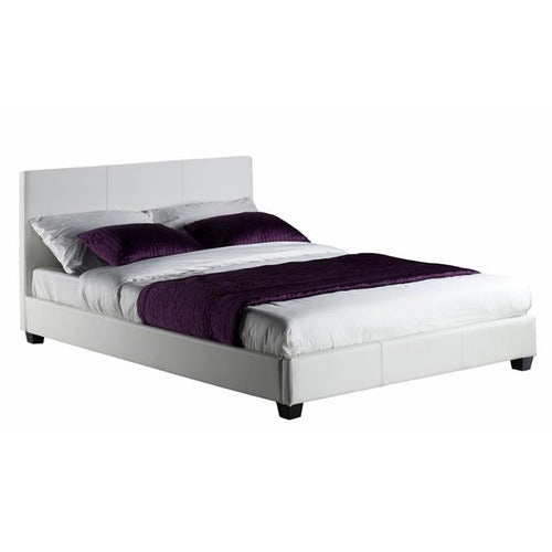 RAWSON & CO WHITE COMO PU LEATHER BED FRAME