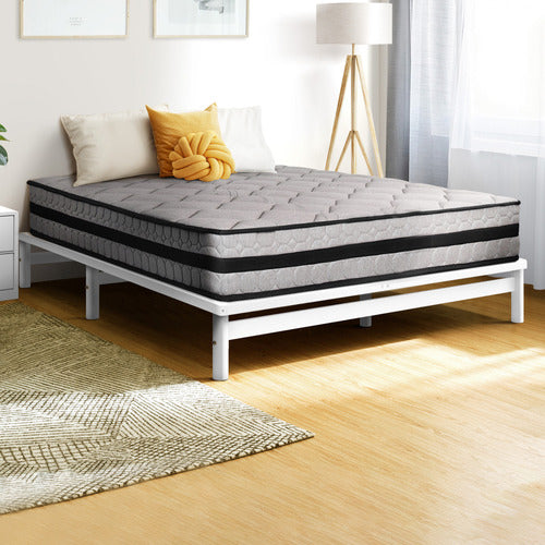 LIVING FUSION WHITE ELLISHA PINE WOOD BED BASE